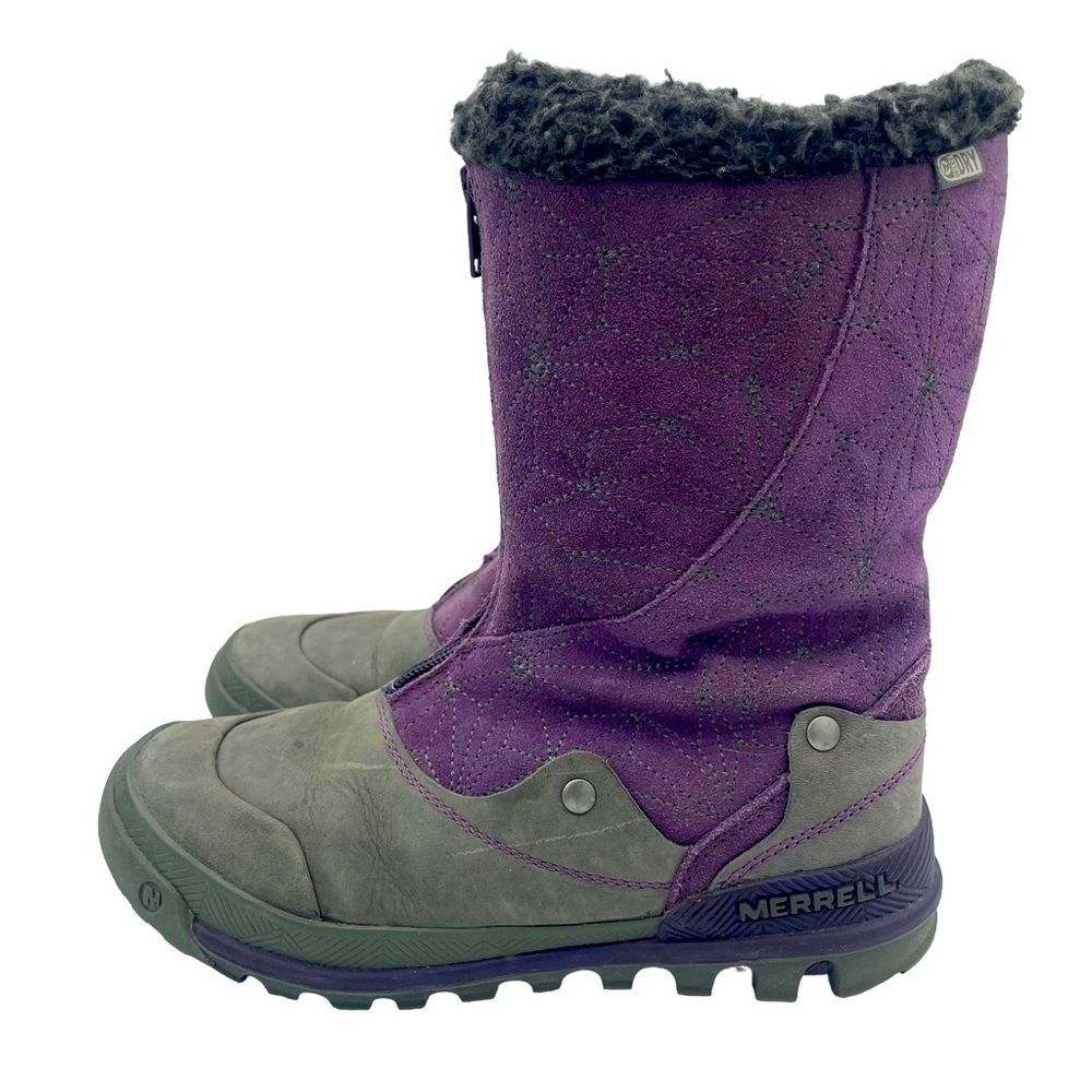 Ladies Merrell SilverSun Waterprooof Plum Suede Snow Boots Size 6
